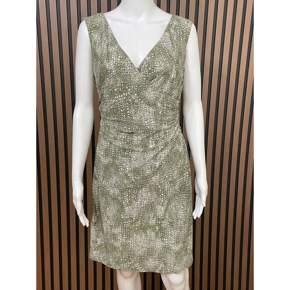 Adrianna Papell Women's Dress Sheath Knee Length Surplice Neck Cinch 8 Gray - Picture 1 of 9